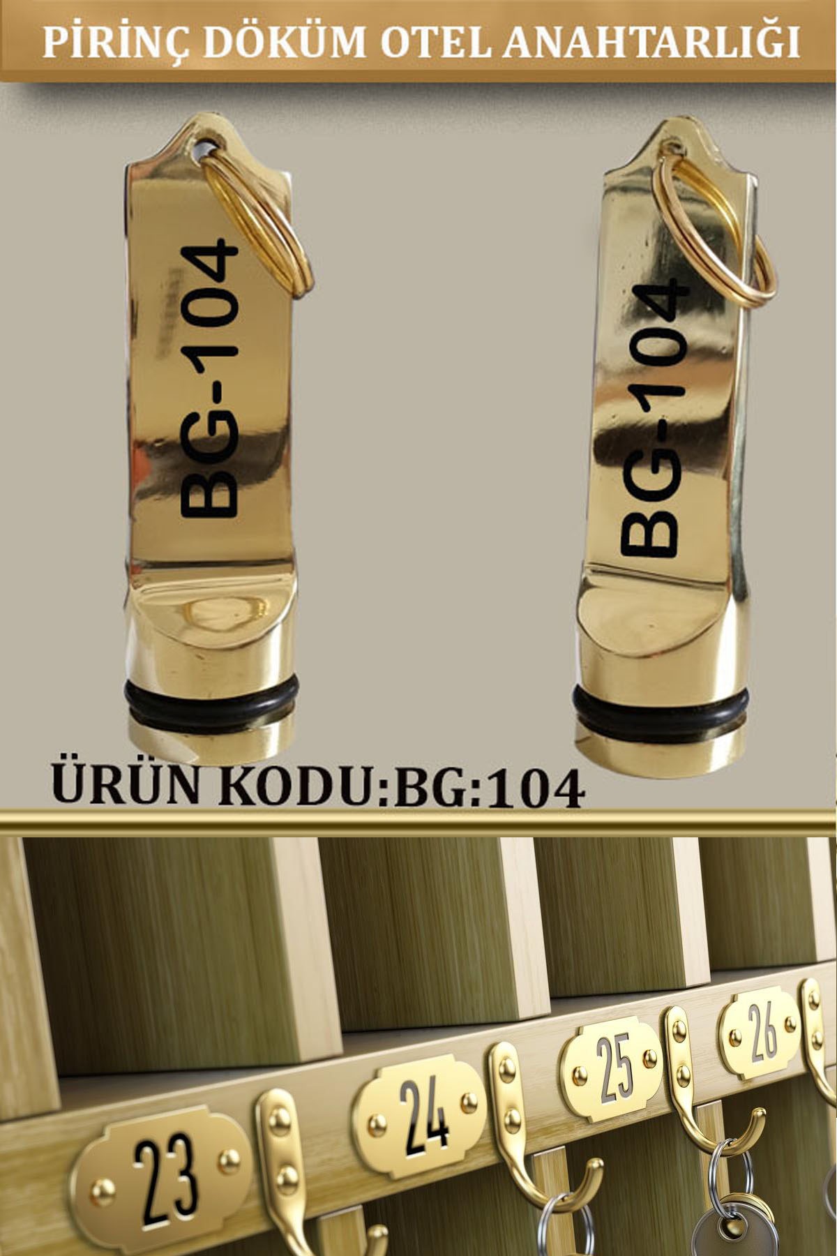BG-104 Pirinç Otel Anahtarlığı