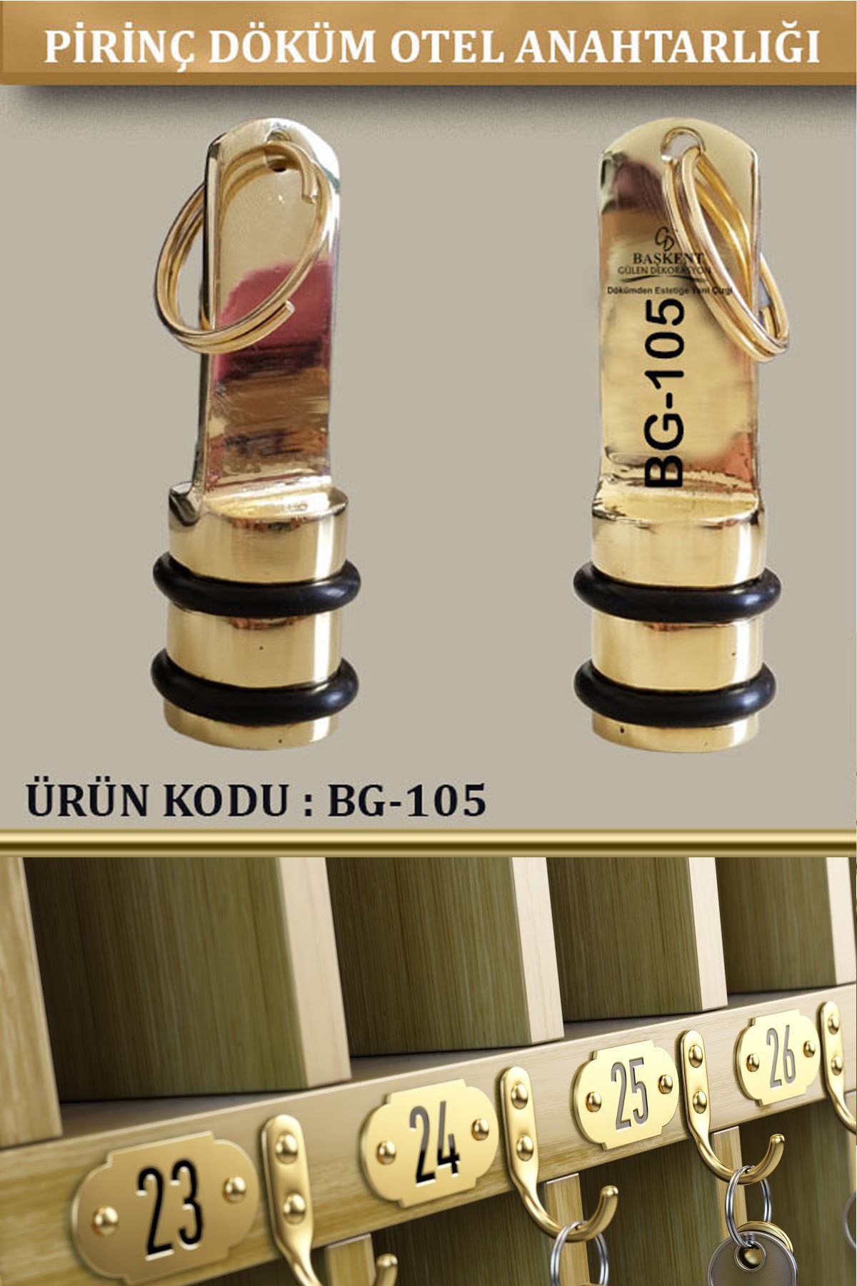 BG-105 Pirinç Otel Anahtarlığı