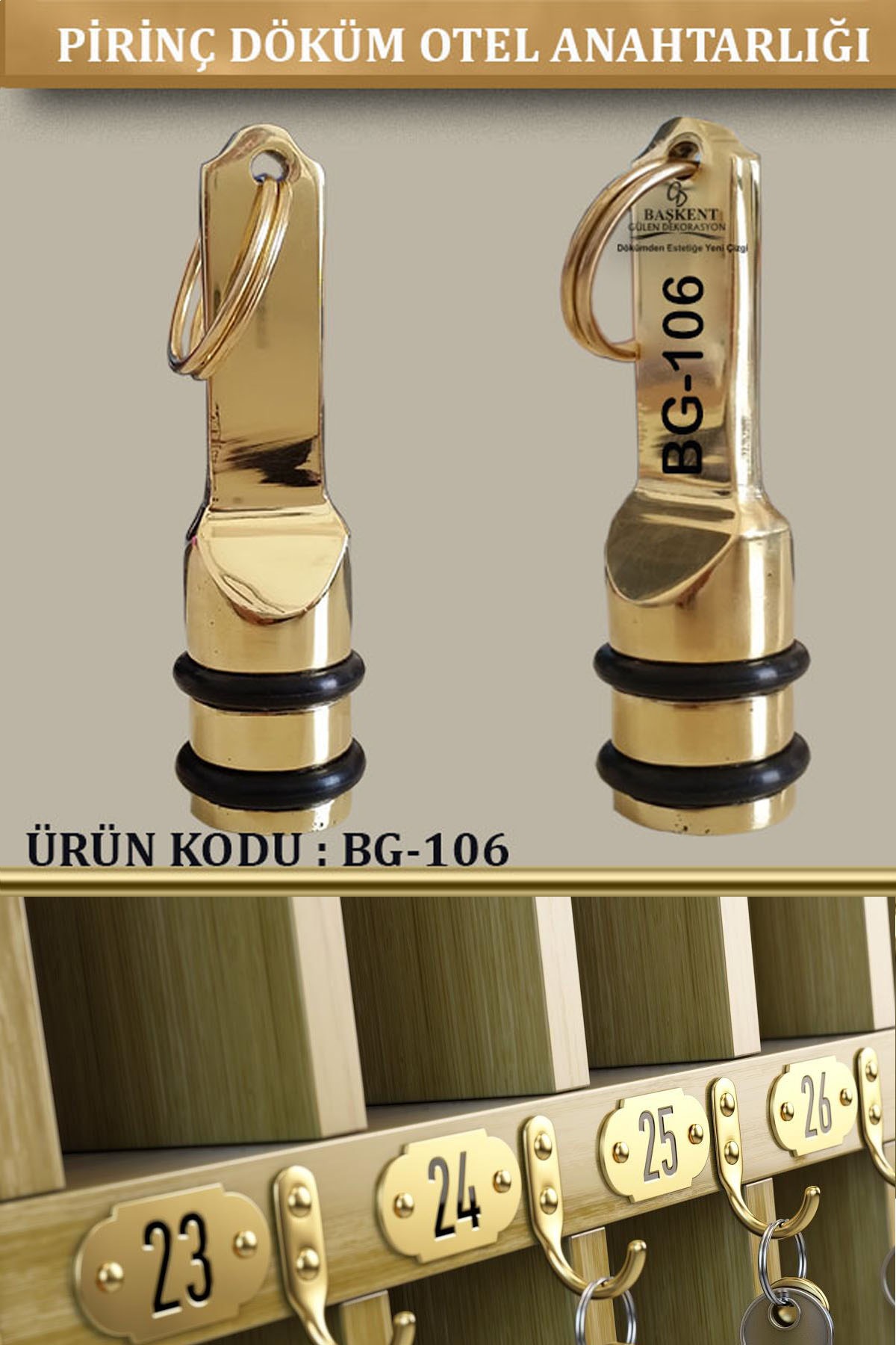 BG-106 Pirinç Otel Anahtarlığı