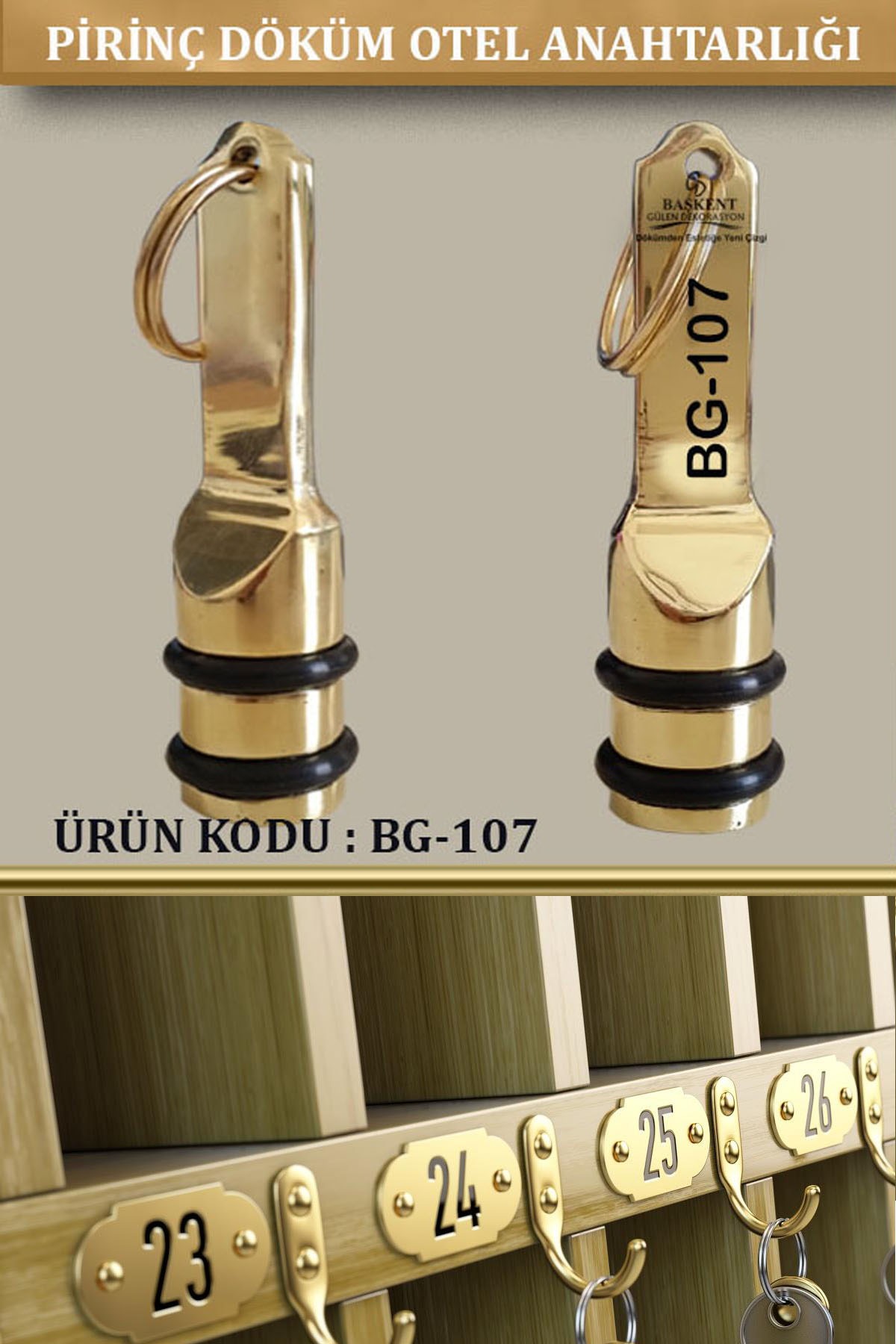BG-107 Pirinç Otel Anahtarlığı