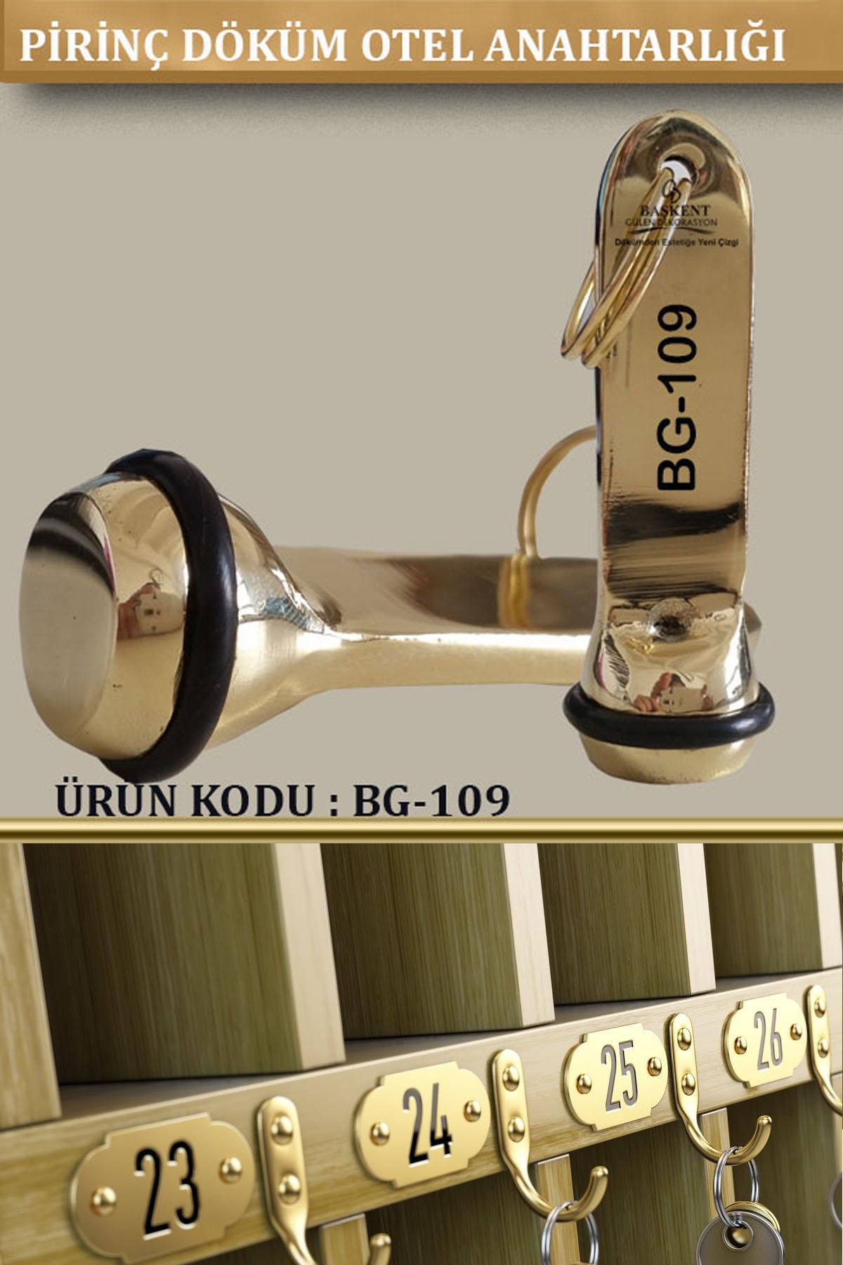 BG-109 Pirinç Otel Anahtarlığı