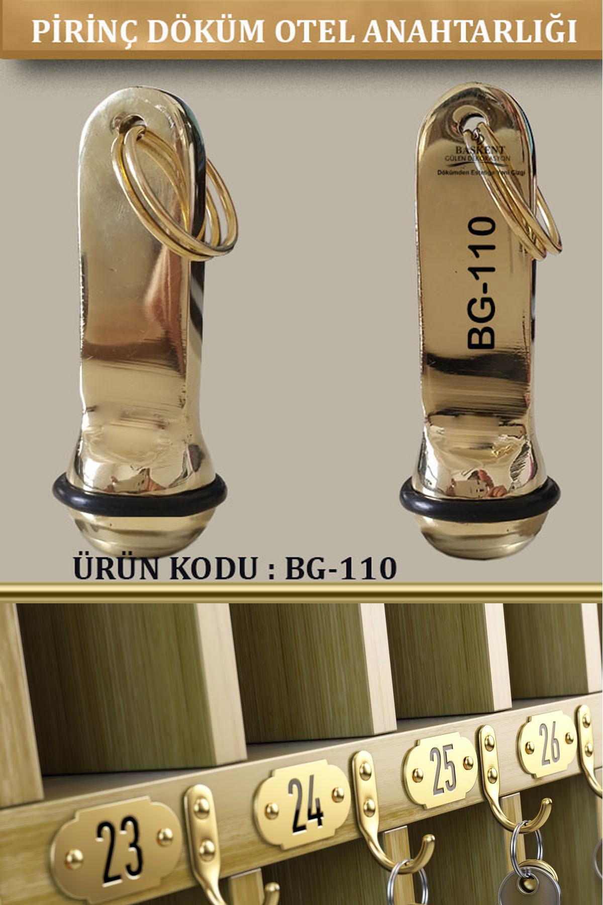 BG-110 Pirinç Otel Anahtarlığı