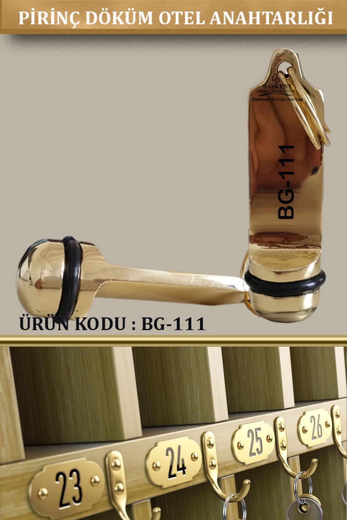 BG-111 Pirinç Otel Anahtarlığı