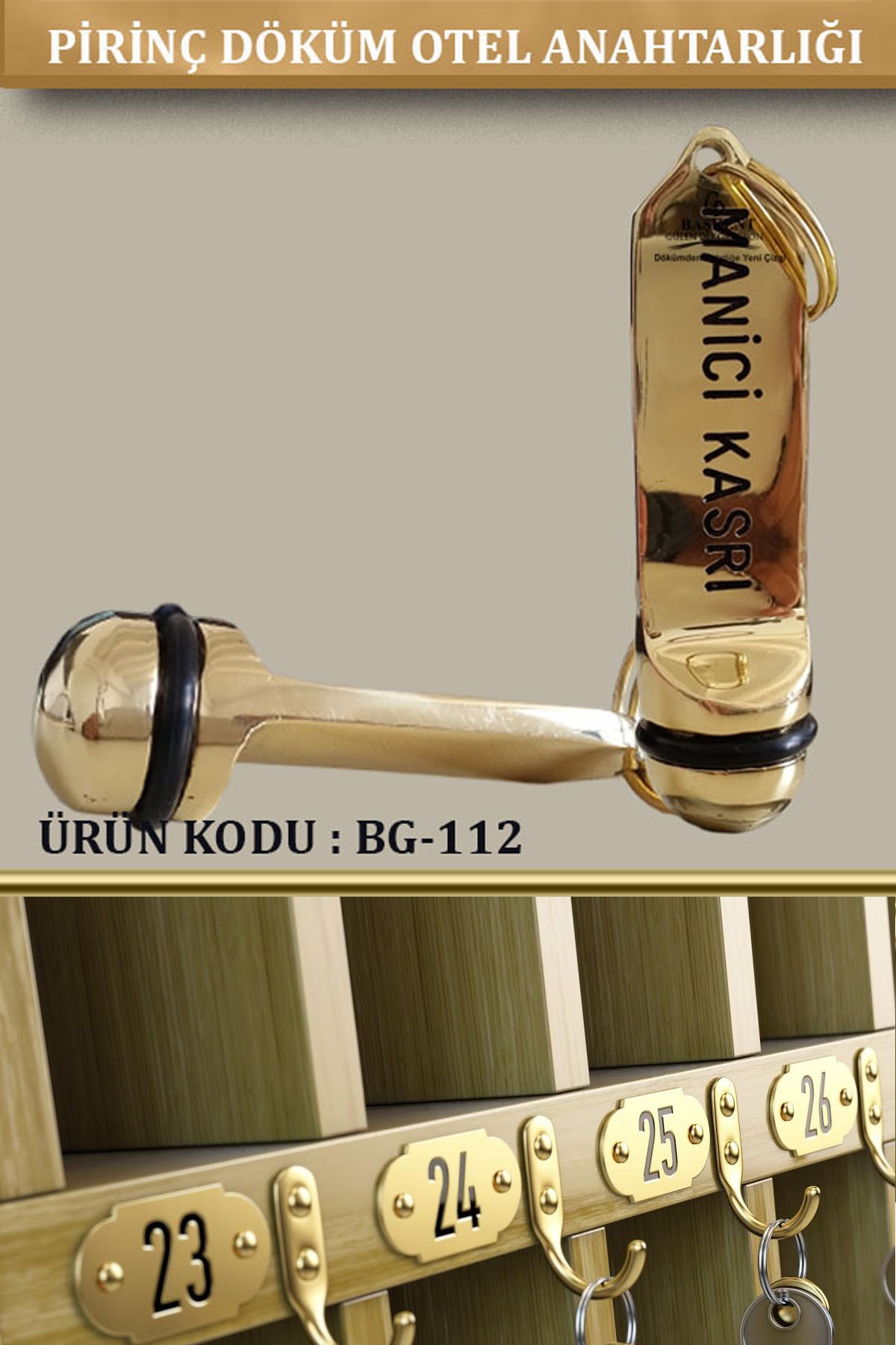BG-112 Pirinç Otel Anahtarlığı