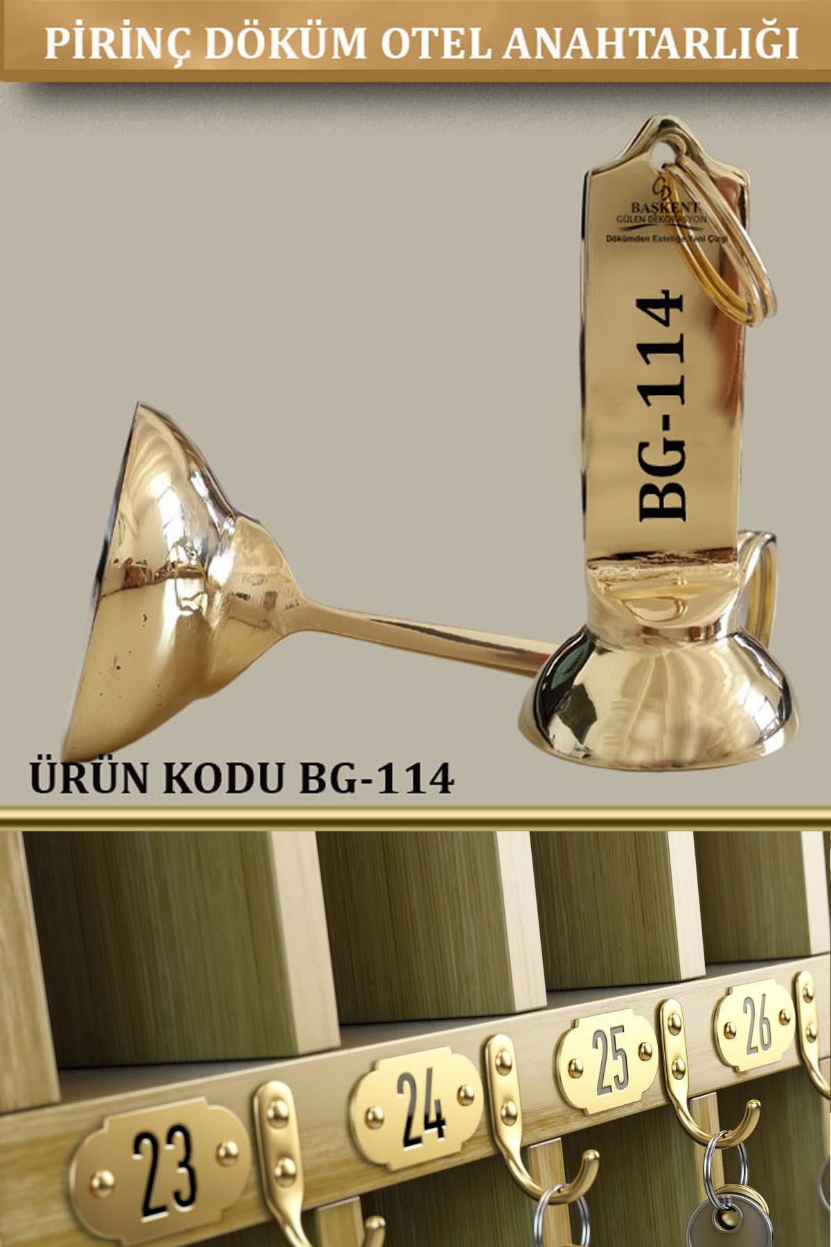 BG-114 Pirinç Otel Anahtarlığı