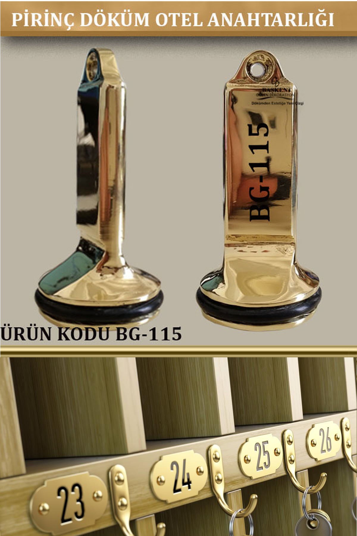BG-115 Pirinç Otel Anahtarlığı