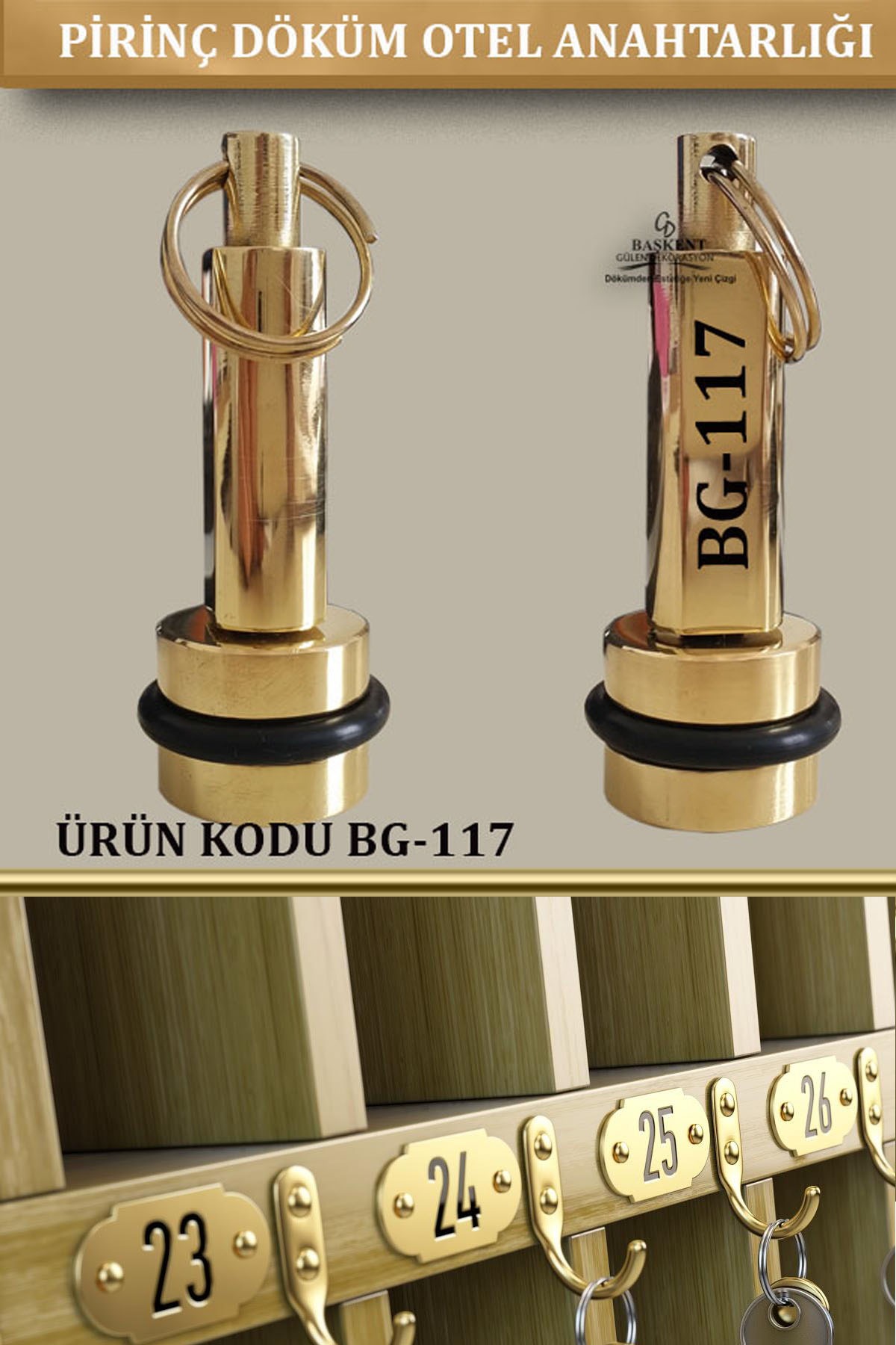 BG-117 Pirinç Otel Anahtarlığı