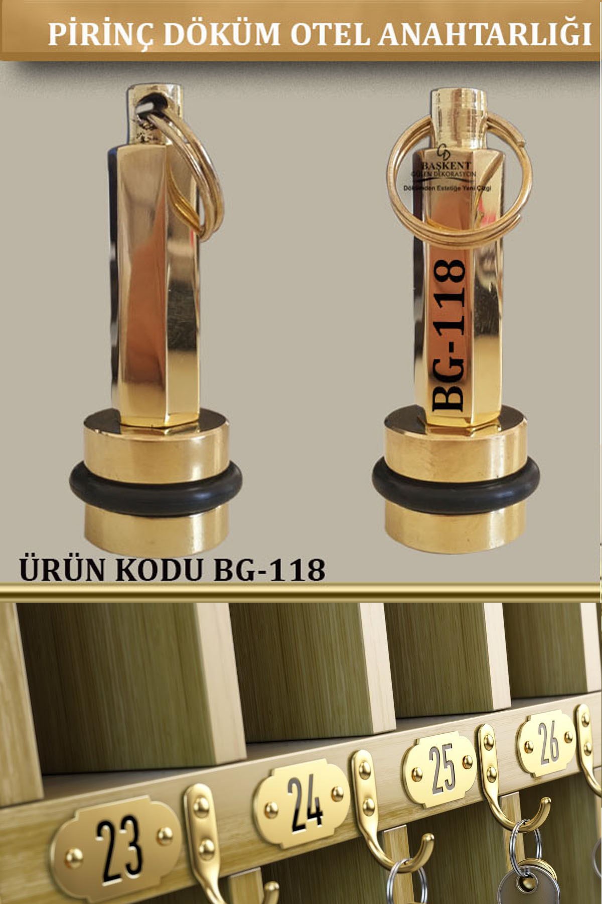 BG-118 Pirinç Otel Anahtarlığı