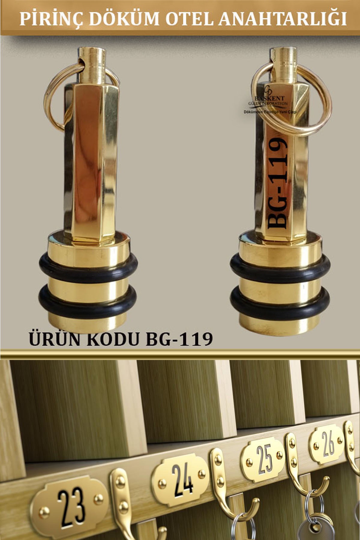 BG-119 Pirinç Otel Anahtarlığı