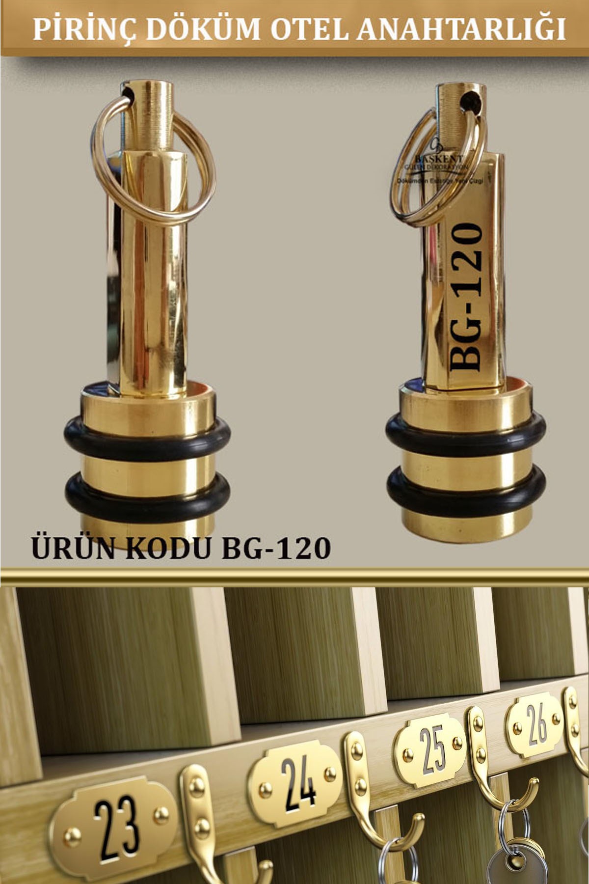 BG-120 Pirinç Otel Anahtarlığı