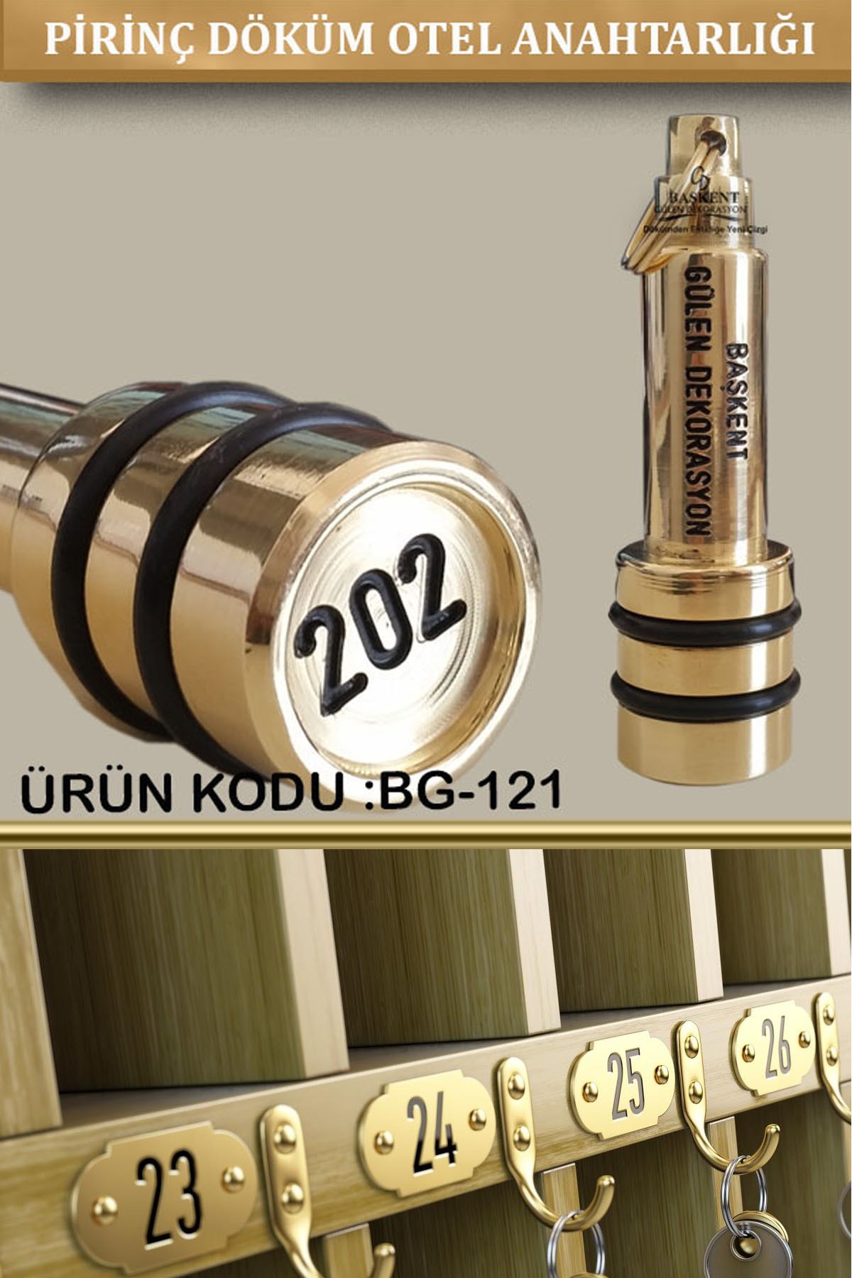 BG-121 Pirinç Otel Anahtarlığı